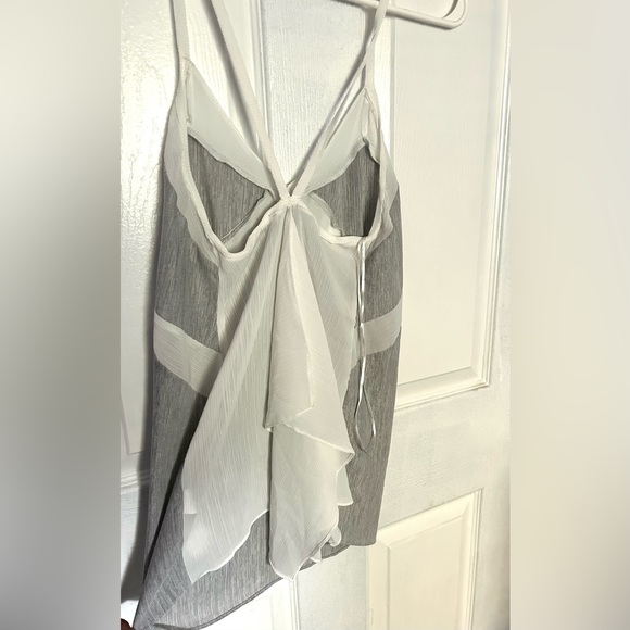 Zara White Gray Basic Collection Racer back Waterfall Tank Top - Picture 7 of 7